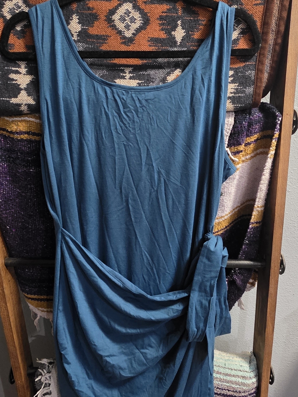 Cupshe Teal Sleeveless Tie-Waist Midi Dress